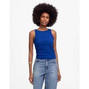 MADEWELL Regen Cotton Essential High-Neck Tank XL Blue Sapphire Ribbed NWT B31